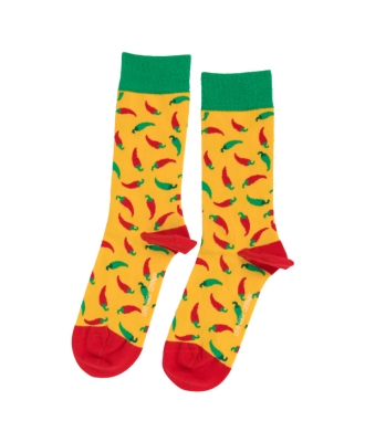 Yellow Hot Chili Pepper Sock Unisex Men Women Socks 1 or 3 pairs