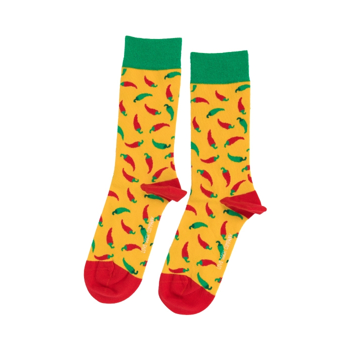 Yellow Hot Chili Pepper Sock Unisex Men Women Socks 1 or 3 pairs