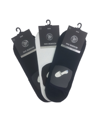 Roy Robson Damen Herren Footies Füßlinge Sneaker Socken mit Silikonpad 3 Paar