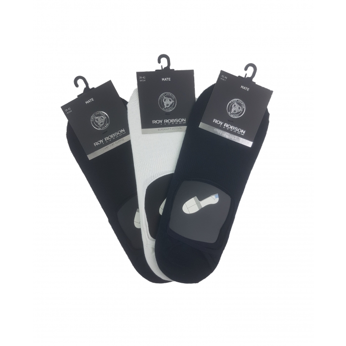 Roy Robson Marken Qualität Herren Footies Füßlinge Sneaker Socken mit Silikonpad 3 Paar