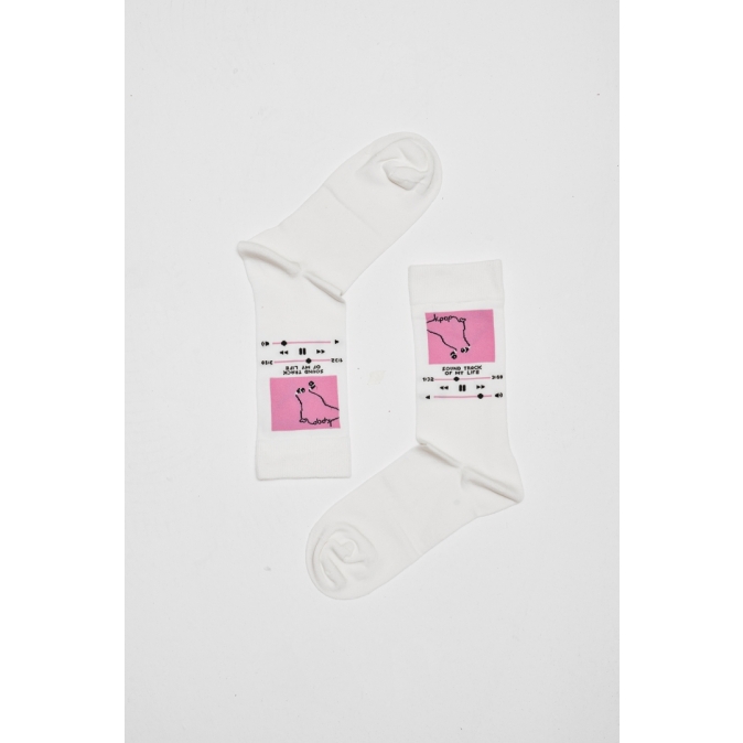 White K-POP Music Player Socken-656