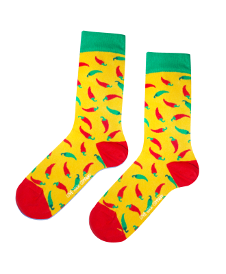 Yellow Hot Chili Pepper Sock Unisex Men Women Socks 1 or 3 pairs-img