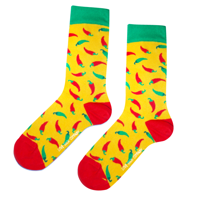 Yellow Hot Chili Pepper Sock Unisex Men Women Socks 1 or 3 pairs-820