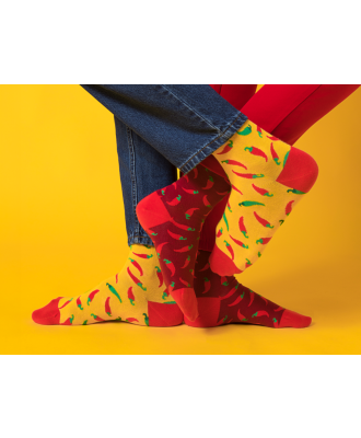 Yellow Hot Chili Pepper Sock Unisex Men Women Socks 1 or 3 pairs-img