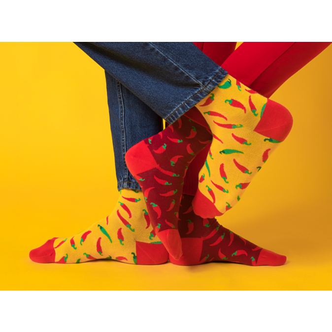 Yellow Hot Chili Pepper Sock Unisex Men Women Socks 1 or 3 pairs-845