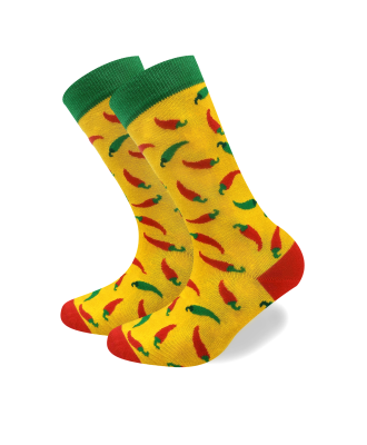 Yellow Hot Chili Pepper Sock Unisex Men Women Socks 1 or 3 pairs-img