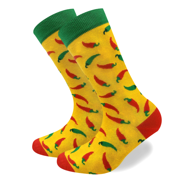 Yellow Hot Chili Pepper Sock Unisex Men Women Socks 1 or 3 pairs-1003