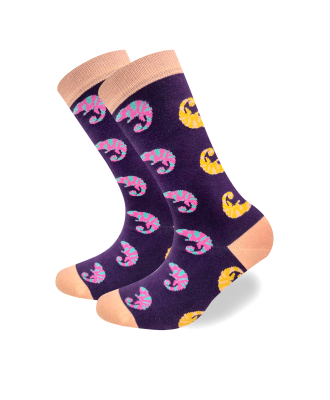 Purple Chameleon Socke